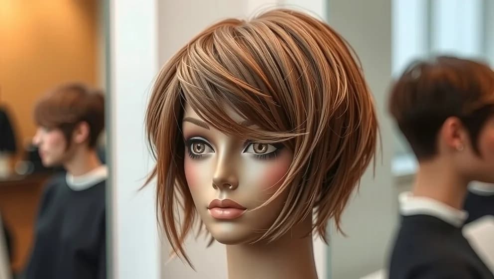 Uppklippt halvlångt hår med lugg passar dig